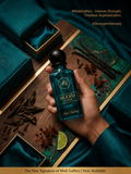 Blend Elixer by Misk Gallery – hand holding teal bottle with spices