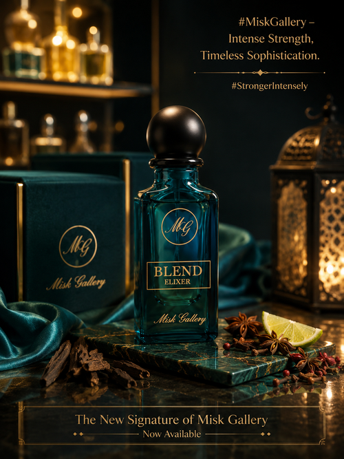 Blend Elixer by Misk Gallery – bottle with luxury packaging and lantern